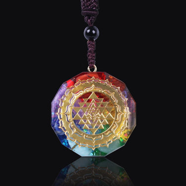 Glow in the Dark Orgonite Chakra Sacred Geometry Sri Yantra Necklace-Your Soul Place